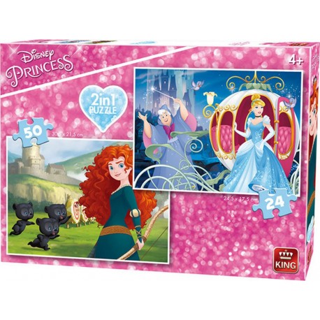 King Puzzles Puzzles 24 à 50 pièces : 2 puzzles : Cendrillon et Rebelle