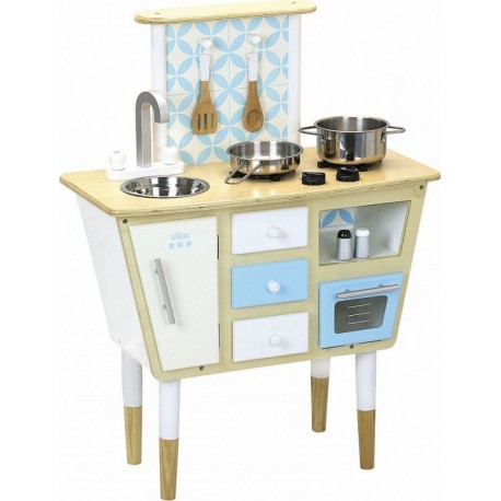 Vilac Cuisine Vintage en bois naturel et bleu