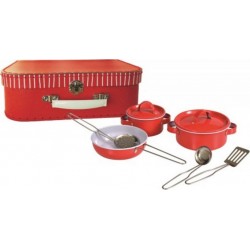 EGMONT TOYS Valisette de casseroles en metal rouge