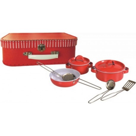 EGMONT TOYS Valisette de casseroles en metal rouge