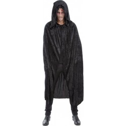 CHAKS Cape Capuche Velours Noir Luxe 182cm Adulte