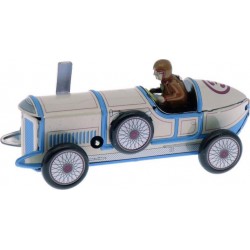 BASS & BASS Voiture de Course Bleue 13 Cm Mecanique a Cle