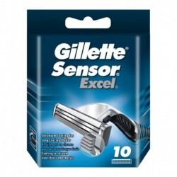 Gillette Sensor Excel Lames de Rasoir Revêtement Chrome pour Homme 10 Recharges (lot de 3 soit 30 recharges)