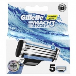 Gillette Nouveau Mach3+ Start Lames de Rasoir Authentiques pour Homme 5 Recharges (lot de 3 soit 15 recharges)