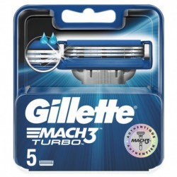 Gillette Mach3 Turbo Lames de Rasoir Authentiques pour Homme 5 Recharges