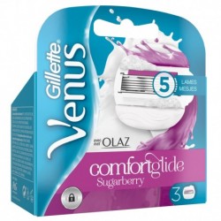 Gillette Venus ComfortGlide Sugarberry avec Olaz Lames de Rasoir pour Femme 3 Recharges