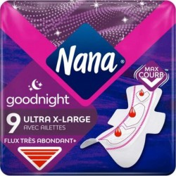 Nana Serviettes Hygiéniques Ultra Goodnight Extra Large x9 boîte 9