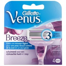 Gillette Venus Breeze Sugarberry + Barres de Gel à Raser Intégrées Lames de Rasoir pour Femme 4 Recharges