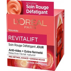 L'Oréal Paris Revitalift - Soin Rouge Défatigant & Énergisant - Anti-Rides & Extra-Fermeté pot 50ml