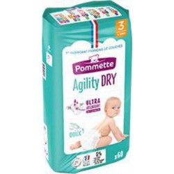 Pommette Couches Agility Dry, taille 3 : 4-9K x60