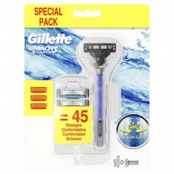 Gillette Spécial Pack Mach3+ Start Rasoir pour Homme avec Manche Aqua-Grip + 2 Recharges