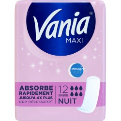 VANIA Serviettes hygiéniques Spéciale Nuit x12 (lot de 8 paquets soit 96 serviettes)
