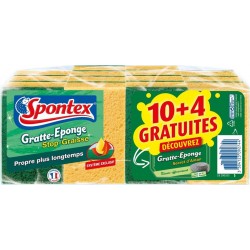 Spontex Eponges grattantes 10+4 offert sav. d'antan & Stop gras