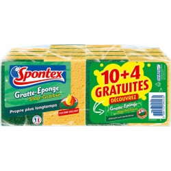 Spontex Eponges grattantes Stop-graisse 10 + 4 offerts