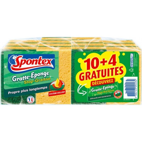 Spontex Eponges grattantes Stop-graisse 10 + 4 offerts