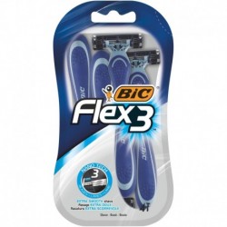 Bic Flex 3 par 4 Rasoirs Jetables pour Homme Rasage Extra Doux (lot de 3 soit 12 rasoirs)