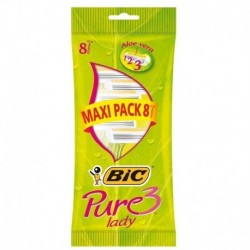 Bic Pure 3 Lady Maxi Pack par 8 Rasoirs Jetables pour Femme avec Aloé Vera (lot de 3 soit 24 rasoirs)