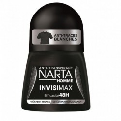 Narta Homme Roll-on Anti-Transpirant Anti-Traces Blanches Efficacité 48h Fraîcheur Intense 50ml (lot de 4)