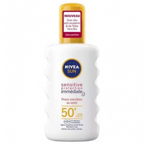 Nivea Sun Spray Sensitive Protection Immédiate SPF50 Peaux Sensibles au Soleil 200ml (lot de 2)