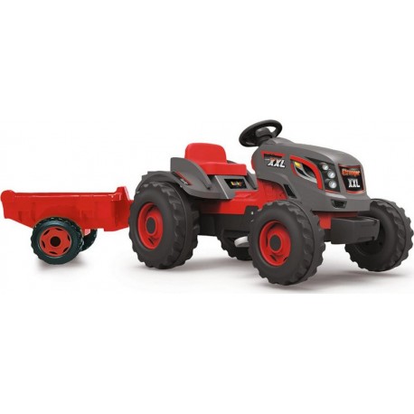 SMOBY Tracteur stronger gris/rouge XXL et sa remorque