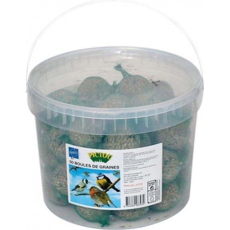 Pictou Seau De Graines Pour Oiseaux Avec Filets Grand Format (lot de 2 seaux de 50 boules)