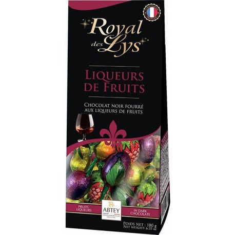 Royal des Lys Abtey Chocolat noir fourré à la liqueur de fruits 180g