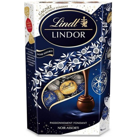 Lindor Lindt Assortiments de bouchées aux chocolats noir 45%, 60% et 70%, fourrés d un suprême fondant. 337g