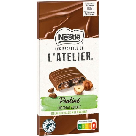 Les recettes de l'atelier Nestlé Chocolat au lait fourré praliné 143g